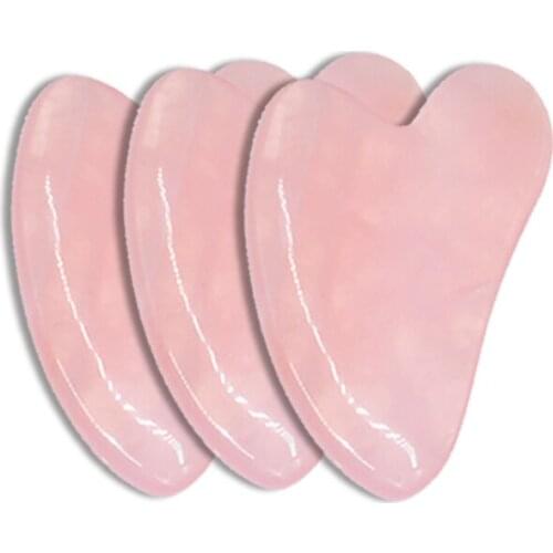 Natural Rose Quartz Jade Stone Guasha Board Facial Massage Slimming Tool Scraper For Face Gua Sha Body Beauty Care With Gift Box