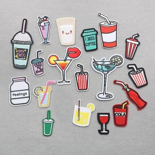 PGY Fruit Juice Iron On Foods Drinks Stickers Cartoon Patches Set DIY Clothing Jeans Backpack Badge Sew Garments Appliques