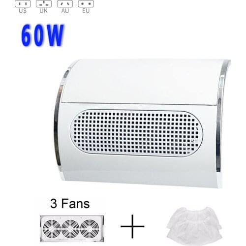 60/40W Strong Vacuum Nail Suction Duct With Big Power 3Fans for Manicure For Nails Vacuum Cleaner Dust Collector