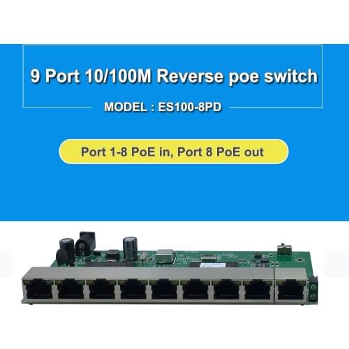 24v 9 port 10/100M reverse switch 8 port reverse poe switch pcb board 100M Switch vlan