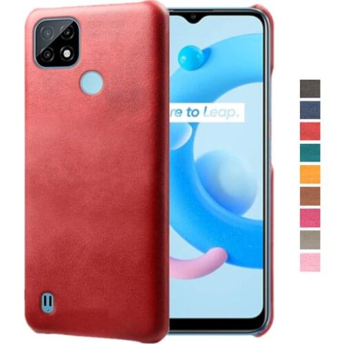 Luxury Vegan PU Leather Cover On The For OPPO Realme C21 Funda Wearable Slim Coque For Oppo Realme C 21 4G 6.5" 2021 Case Shell