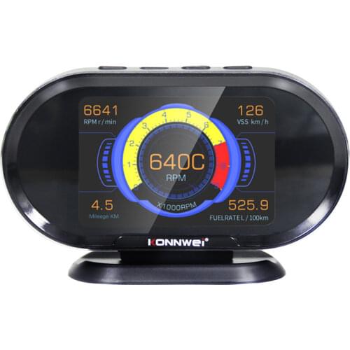 KONNWEI KW206 OBDII EOBD Scan Code reader + HUD Head-up Display 12V Overspeed Speedometer Boost Gauge OBD2 Car Fault Scanner