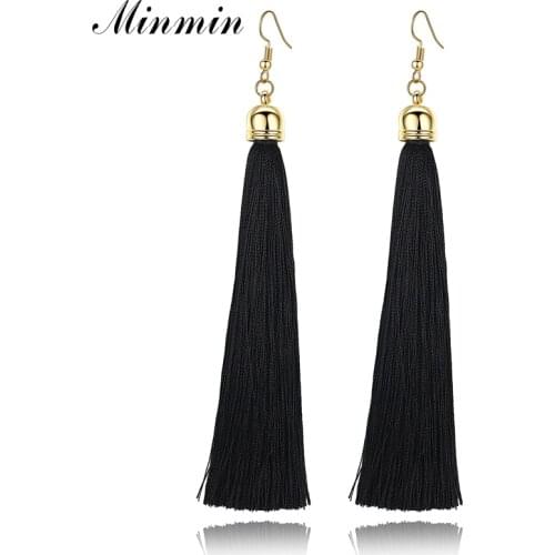 Minmin 5 Colors Bohemian Long Tassel Drop Earrings for Women Hanging Earrings Vintage Statement Fashion Jewelry 2019 EH422