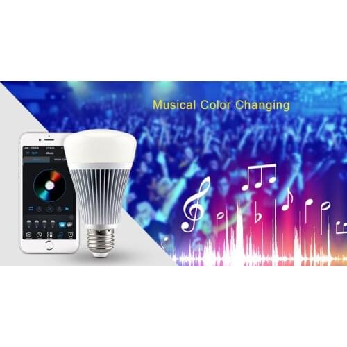 [Seven neon]free shipping Bluetooth color-temperature changeable and brightness dimmable AC85-265V 8W RGB+CCT LED Light Bulb