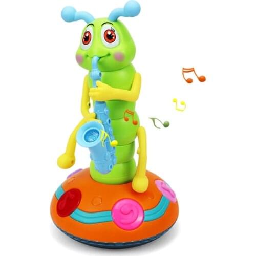Dancing Saxophone Caterpillar Funny Electric Music Toys with LED Flashlights for Children Baby Sounds Game Toy