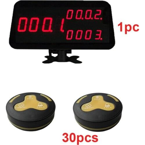 Call Customer Service Wireless Calling System Voice Report Receiver Host+30pcs Call Button Restaurant Pager