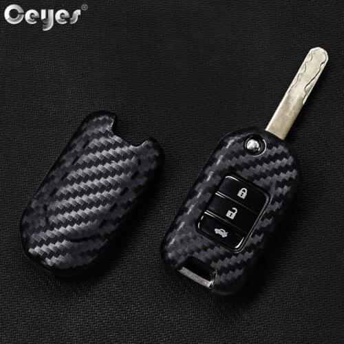 Ceyes Auto Protection Car Fold Key Covers Carbon Fiber Shell Cover Case For Honda Civic Accord Odyssey Accessories Car Styling