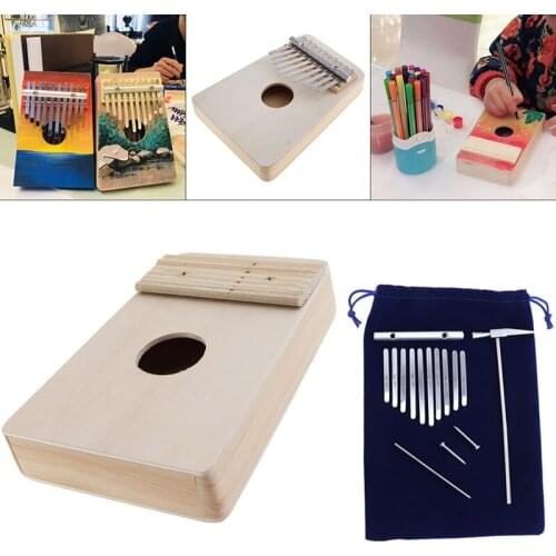 10 Key DIY Kit Kalimba Beech Wood Thumb Piano Mbira for Handwork Painting Parents-child Campaign