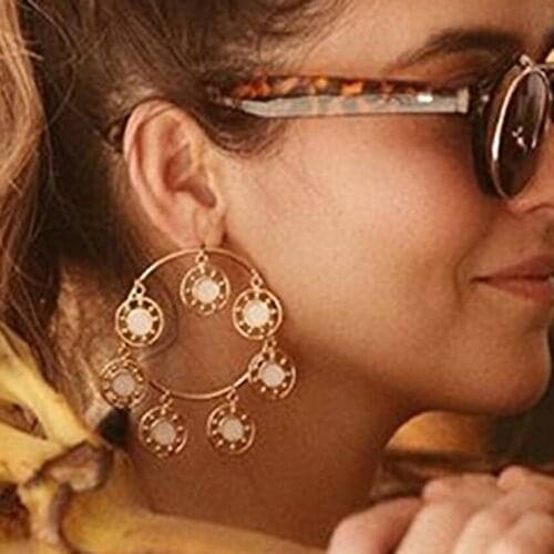 2021 New Fashion Ring Pendant Earrings Pearl Jewelry Vintage Golden Leaf Pendant Bead Earrings Womens Best Gift Party Jewelry