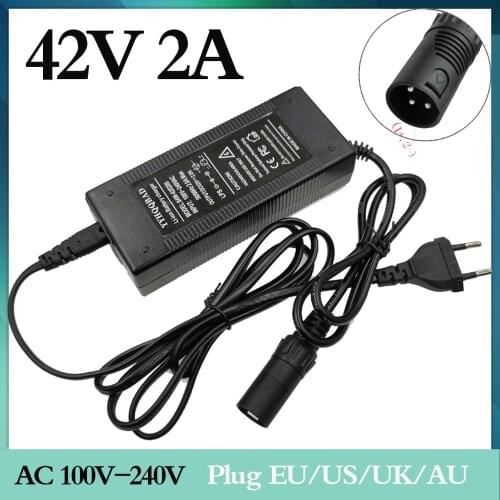 42V 2A Charger 10s 36V Li-ion electric bike battery 36V Lithium Battery Charger Input 100-240V