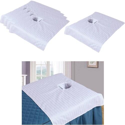 5Pcs Cotton SPA Massage Table Cover Sheet Cloth 50x80cm Breathable Cosmetic Salon Beauty Bed Face Hole Towel