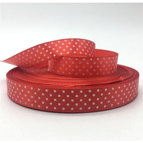 5yards/lot 3/4"(20mm) Red Polka Dots Satin Ribbon Printed Polyester Ribbon DIY Christmas Wedding Decoration