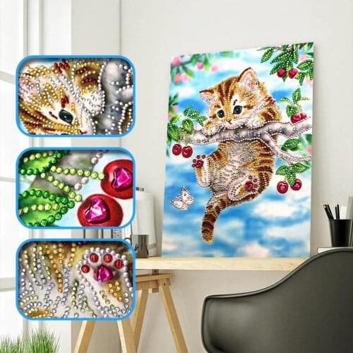 High Quality Climbing Tree cat Diamond Paintings Special Shaped Drills 5D Animals Diamond Embroidery Sale Mosaic Painting Gift