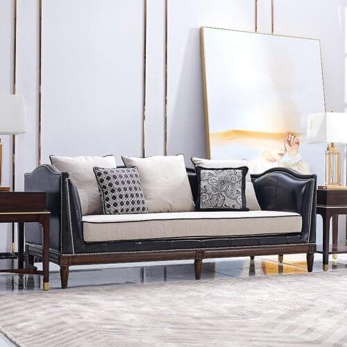 American real leather all solid wood sofa combination living room European neoclassical sofa postmodern luxury sofa