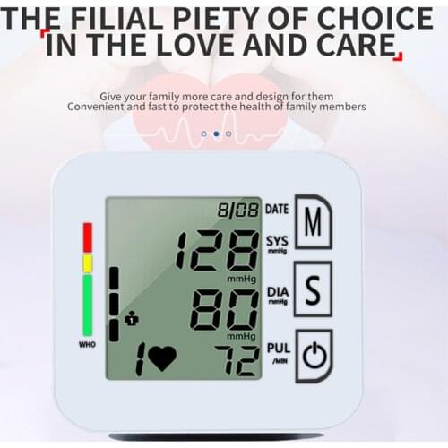 Automatic Digital Wrist Blood Pressure Monitor sphygmomanometer Tonometer tensiometer Heart Rate Pulse Meter BP Monitor