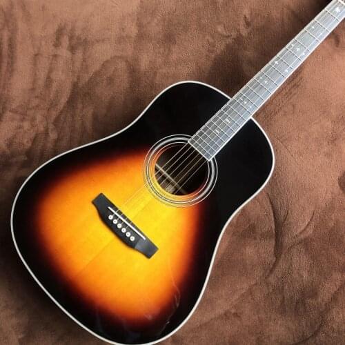 Free shipping j45 body full solid wood guitar, fir top, cocobolo wood back and sides, sunset color, classic headstock