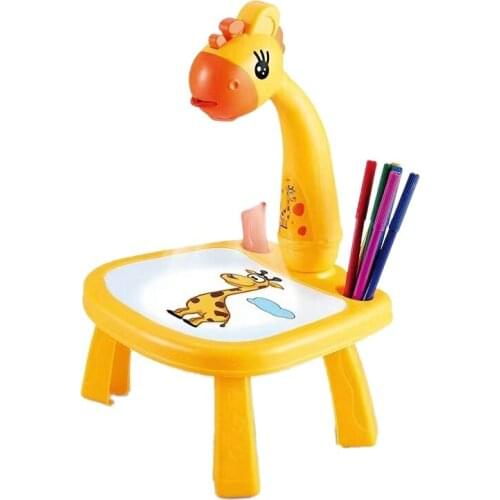 Kids Drawing Desk with Giraffe Projector Educational Toys Machine with Function Detachable Projection Painting Table