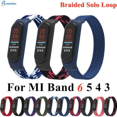 For Xiaomi Mi Band 6 5 4 3 Elastic Braided Solo Loop Strap Replaceable Nylon Bracelet Nylon silicone Wristband For Miband 6