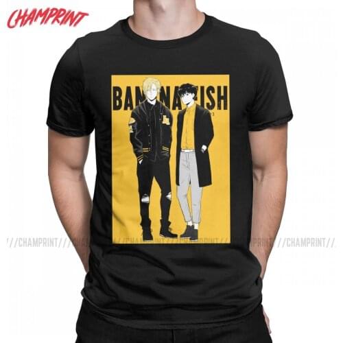 Cool Banana Fish Ash Lynx Eiji Okumura T-Shirts for Men Round Neck 100% Cotton T Shirts Anime Short Sleeve Tees 6XL Tops