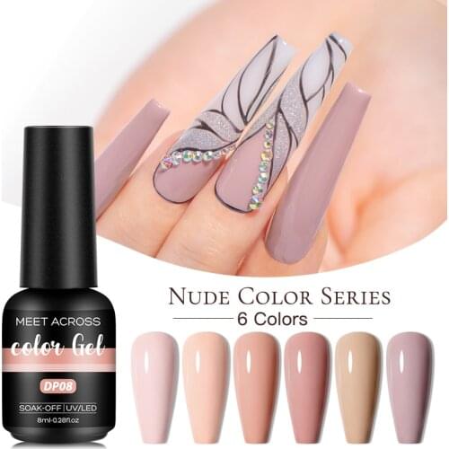 MEET ACROSS 8ml Nails Gel Polish Fall Winter Color Long Lasting Hybrid For Base Top Coat Soak Off UV LED DIY Nail Art Gel
