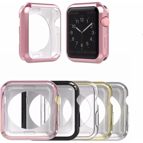 Flexible Plated TPU Cover Case for Apple Watch 42mm 38mm 40mm 44mm Soft Bumper Frame Protector for iWatch Series5 4 3 2 1