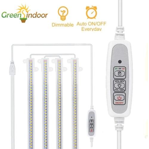 Plant Lights 4pcs Led Grow Light Strips Full Spectrum Dimming Hydroponic Lamp With Timer Control Lamp For Indoor Flower Seedling