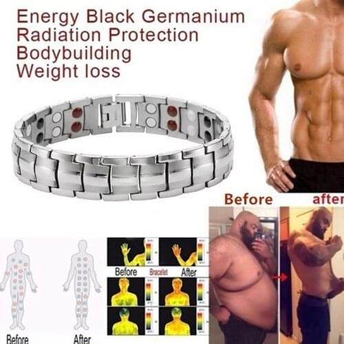 Fashion magnetic bracelet 316L stainless steel health care magnetic therapy radiation protection health strap buckle bracelet