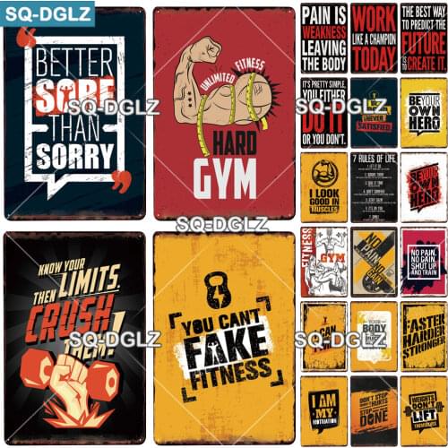 [SQ-DGLZ] Fitness Metal Sign Vintage Sport Club Metal Plaque Plate Health Wall Decor Tin Signs GYM Poster