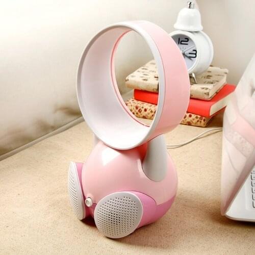 Cute Cartoon Bladeless Quiet Mini Fan Portable Desktop Air Coolers USB Charging Smart Personal Cooling Tool for Summer