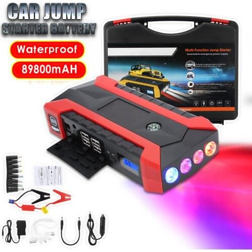 89800mAh Multifunction Car Jump Starter 600A 4USB Car Charger Battery Jump Starter LED Light Auto Emergency Mobile Power Bank