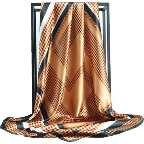 90*90cm Fashion Scarves Women Shawl Silk Satin Hijab Female Bandana Square Ladies foulard wrap pareo headcloth FJ596