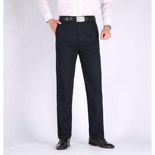 Men Formal Baggy Solid Suit Trousers Business 100% Cotton Pants Spring Autumn Big Size Male Casual High Quality Loose