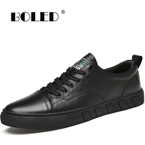 Natural Leather Men Shoes Sneakers Comfort Lace-up Casual Shoes Flats Outdoor Non Slip Anti-Skid Walking Shoes Men