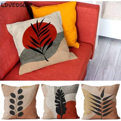 New Nordic Red Green Palmier Tropical Tree Leaf Flower Linen Square Pillow Case 50 Big Cushion Cover Office Chair Home Decor