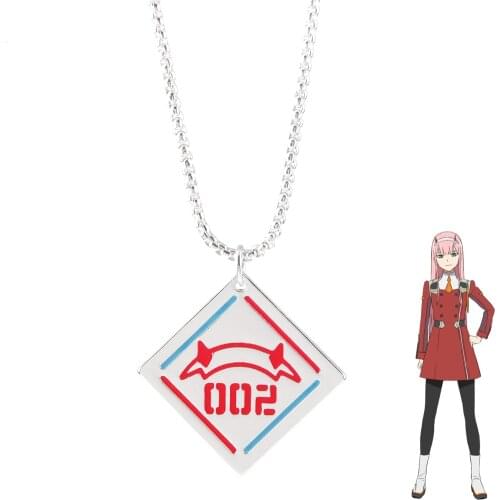Anime DARLING in the FRANXX Necklace Zero Two 02 Code 002 Red Devil Horn Pendant Necklace for Women Men Cosplay Prop Jewelry