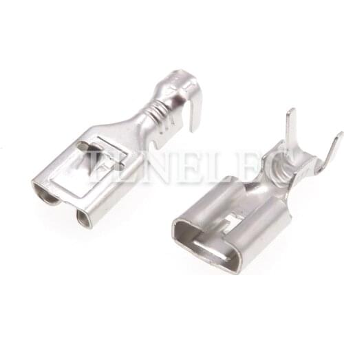 50pcs DJ623-E4.8A Car Flat Plate Barbed Plug Connector Terminal 4.8 Series Automotive Famale Crimp Pinch Splices Wire Terminal