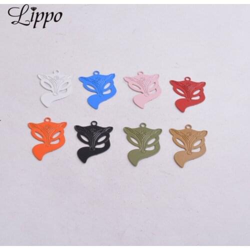 50pcs AC9530 18mm*29mm Painted Fox Charms Brass Articles Pendants Metal Jewelry Findings For Jewelry Making Earrings DIY