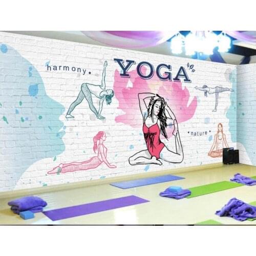 Custom photo wallpaper for walls 3 d murals European and American fashion brick wall hand painted yoga fitness background wall