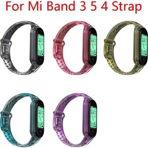 Rainbow Transparent Wrist Strap For Xiaomi Mi Band 5 4 3Breathable Discolor Silicone Straps Wrist Band Bracelet Wristband Straps