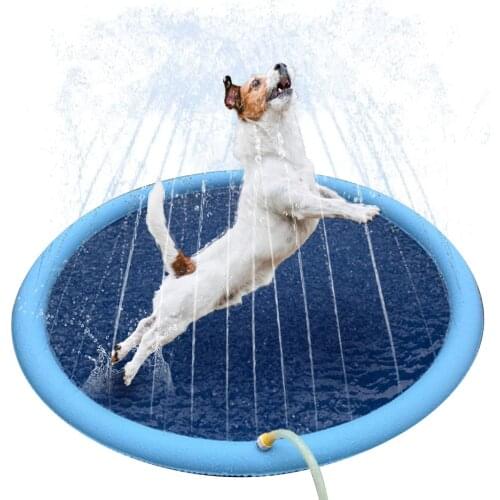 150cm Pet Sprinkler Splash Pad Play Mat Sprinkler Pool Inflatable Water Toys For Dog Babies Kids Toddlers