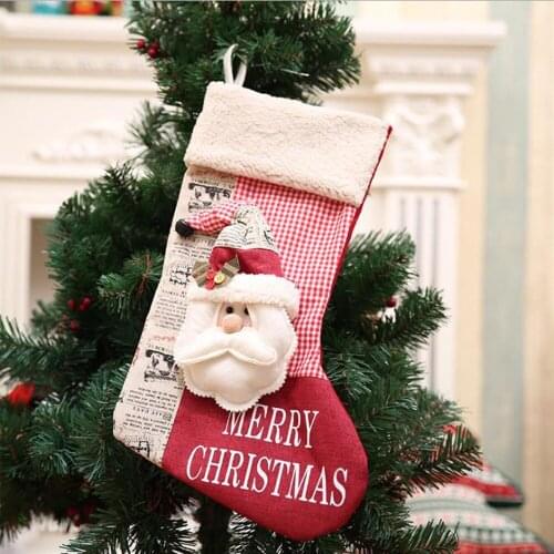 Large size Christmas stockings classic santa claus candy gift bag christmas decoration snowman elk christmas boot
