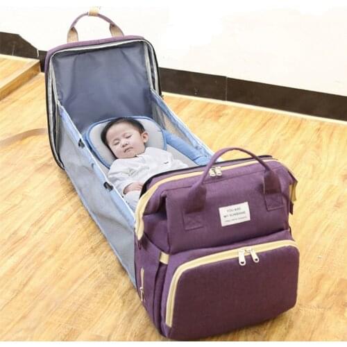 Baby Diaper Bag Bed Backpack For Mom Maternity Bag For Stroller Nappy Bag Large Capacity Nursing Bag for Baby Care Upgrade Hooks