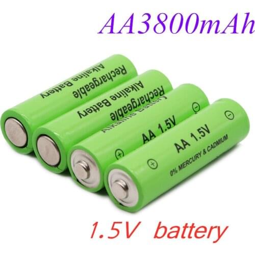 100% New AA Battery 3800mah 1.5V Alkaline AA rechargeable battery for Remote Control Toy light Batery 1 order