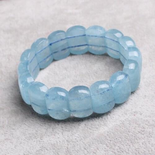 Blue aquamarine oblone 12*18MM bracelet 7.5inch wholesale beads nature handcraft FPPJ
