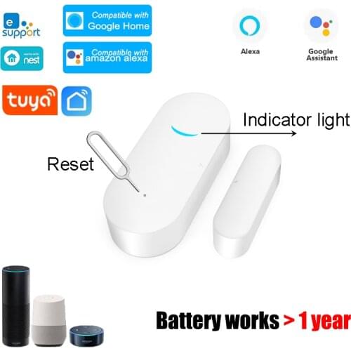 Tuya Smart WiFi Door Sensor Door Open / Closed Detectors Magnetic Window Sensor Home Security Alarm Work with Alexa Google Home
