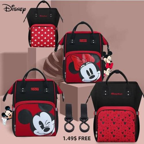 Disney Minnie Mickey Diaper Bag Baternity Baby Multifunctional Stroller Nappy Bag Travel Backpack For Mom USB Charging Large New