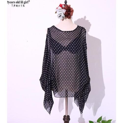South Korean Womens Summer 2021 Trend, Polka-Point Chiffon Shirt Loose And Slim Casual Top SSX02