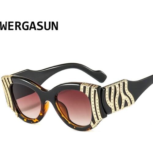 WERGASUN 2020 New Vintage Metal Cat Eye Sunglasses Women Fashion Brand Designer Sun Glasses Men Cool Shades