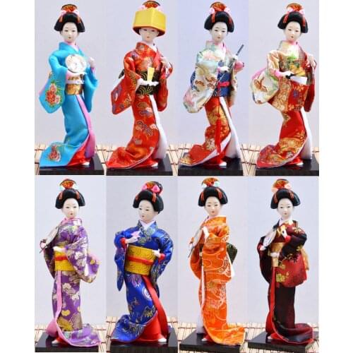 Japanese Kimono Doll 22CM Folk Geisha Beauty Woman Handmade Silky Craft Home Hotel Decoration Ornament