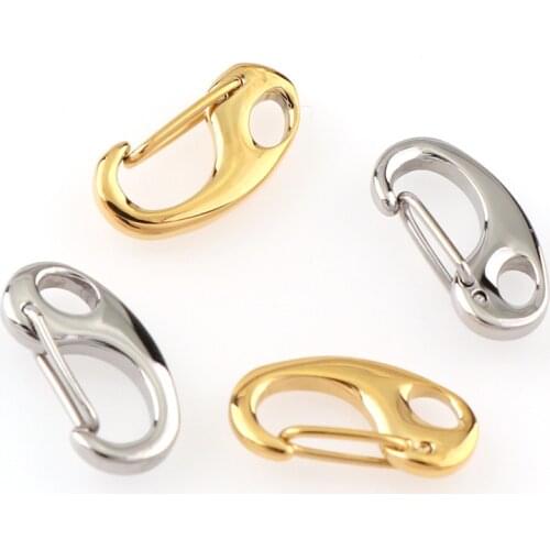 Gold Silver Color Stainless Steel 2PCS 8x16mm Lobster Clasp Hook End Clasps Connectors For Leather Bracelet DIY Jewelry Making